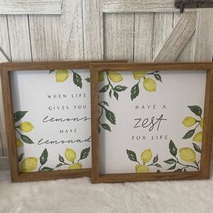 2 Lemon-Themed Framed Wall Art Set